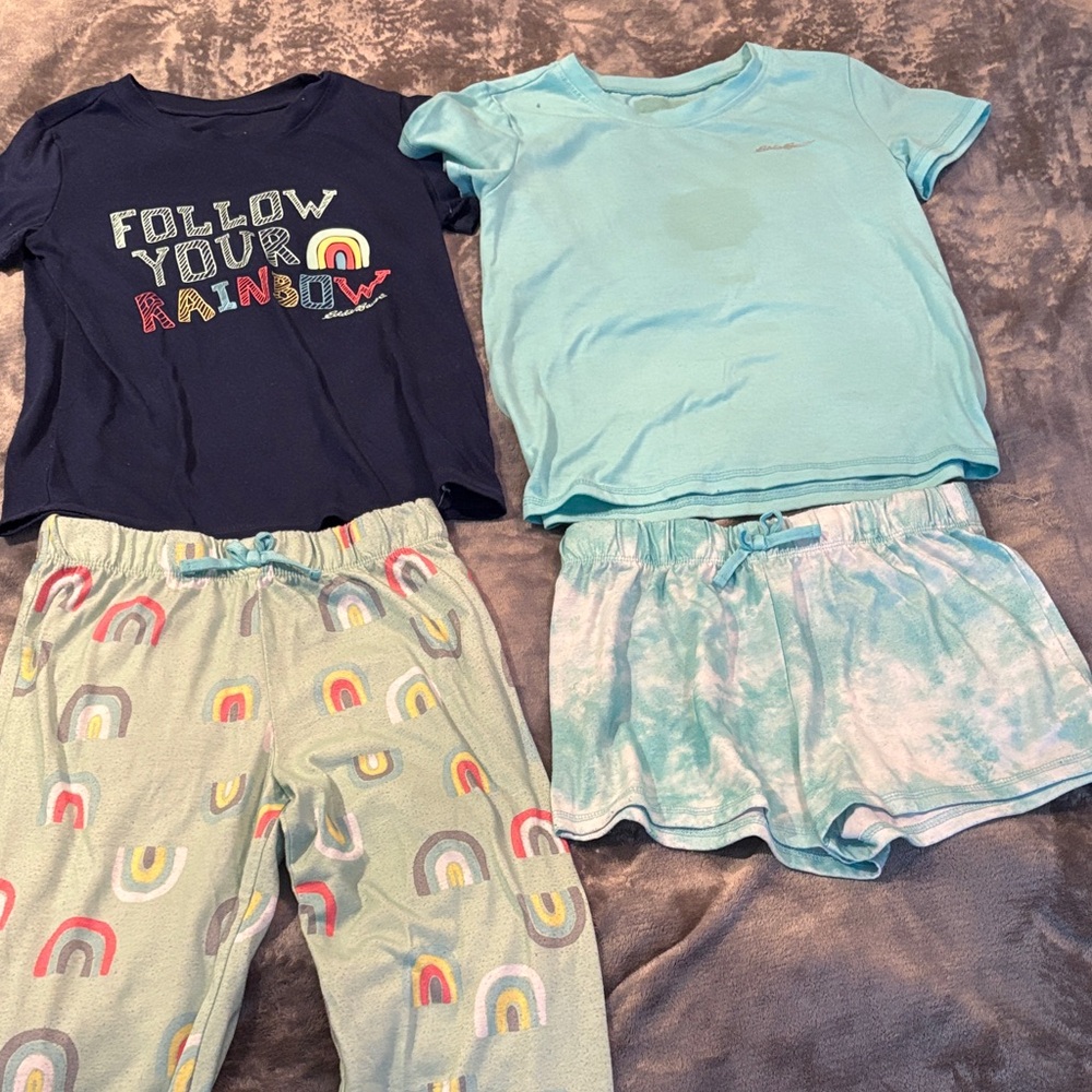 Kids Rainbow Pajama Set - Blue and Navy size 10/12